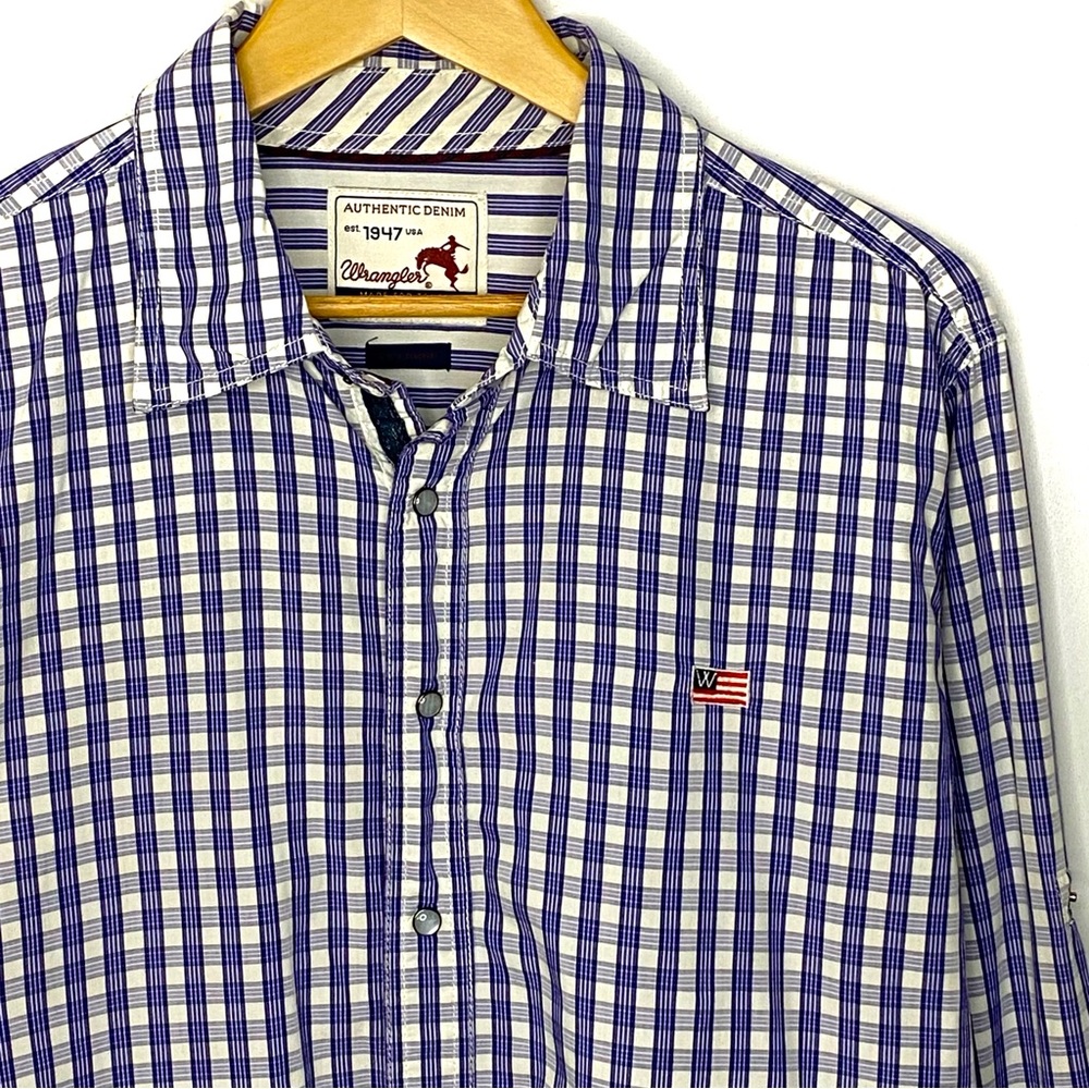Vintage Wrangler Men’s Western Pearl Snap Long Sleeve Button Down Shirt Size XXL